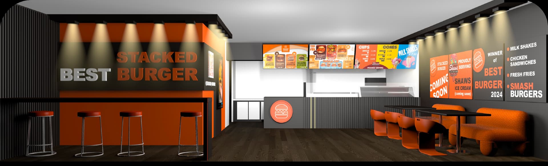 Stacked Burger Restaurant Render