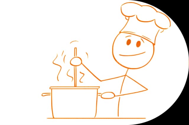Chef cooking illustration